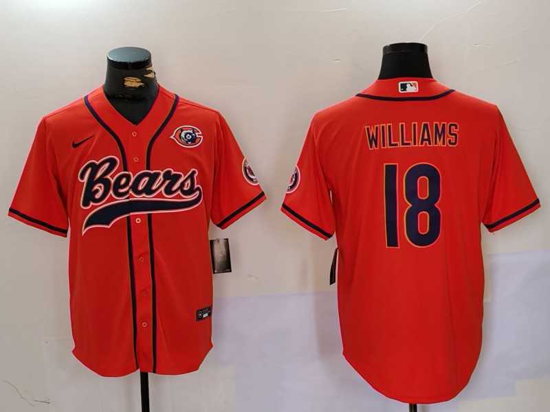 Men's Chicago Bears #18 Caleb Williams Orange Throwback With Patch Cool Base Stitched Baseball Jersey,We sell and wholesale Men's Chicago Bears #18 Caleb Williams Orange Throwback With Patch Cool Base Stitched Baseball Jersey on line form chian!